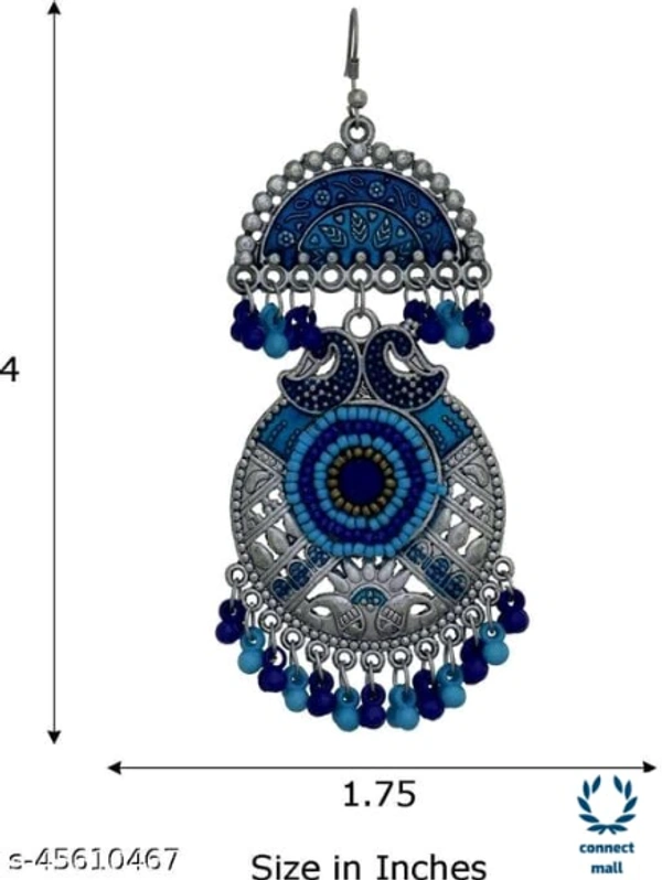 MINAKARI EARRING HIGH QUALITY - Adjustable, Blue, Alloy